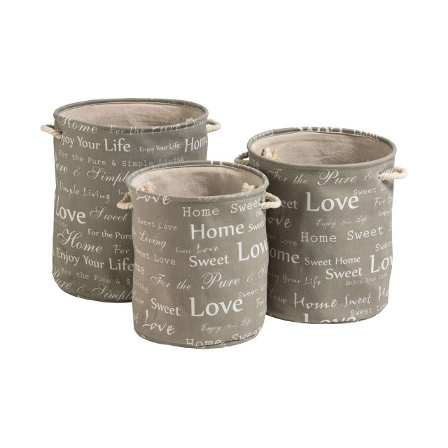 Premier Housewares Panier Set Of 3 Canvas Round Laundry Hampers