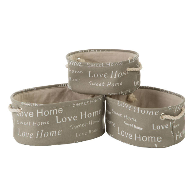 premier housewares Panier Set Of Three Grey Oval Storage Baskets