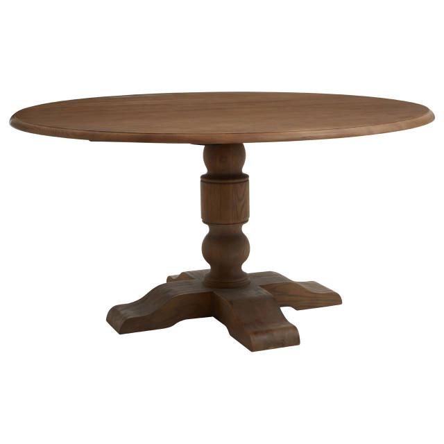 Premier Housewares Parkside Dark Oak Wood Round Dining Table