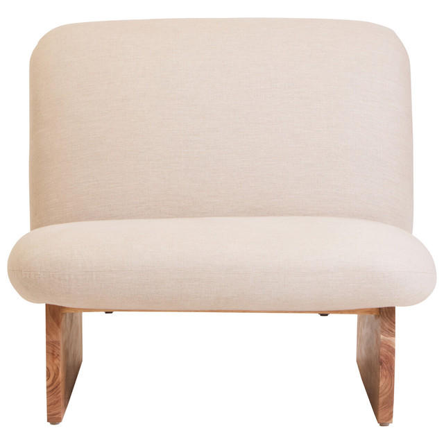 premier housewares Parova Cream Linen Textured Armless Chair With Wood Base