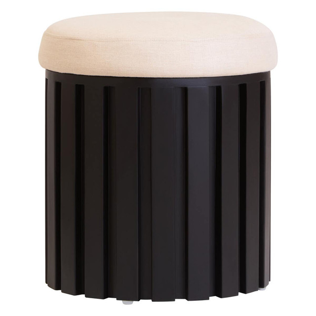 Premier Housewares Perdoba Black Mango Wood And Cream Linen Stool