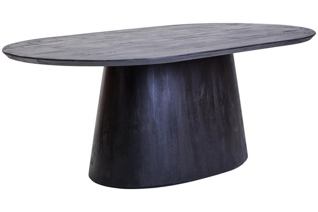 Premier Housewares Perdoba Mango Wood Oval Dining Table In Black Finish