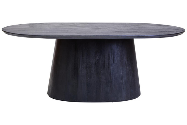 Premier Housewares Perdoba Mango Wood Oval Dining Table In Black Finish
