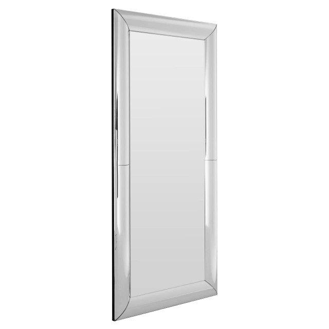 Premier Housewares Petillo Thick Silver Frame Large Rectangular Wall Mirror