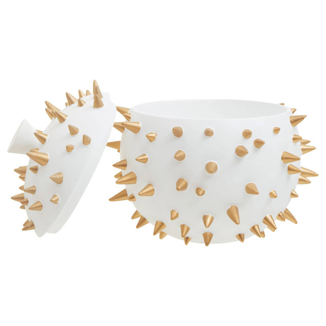 Premier Housewares Picos White And Gold Spikes Small Box
