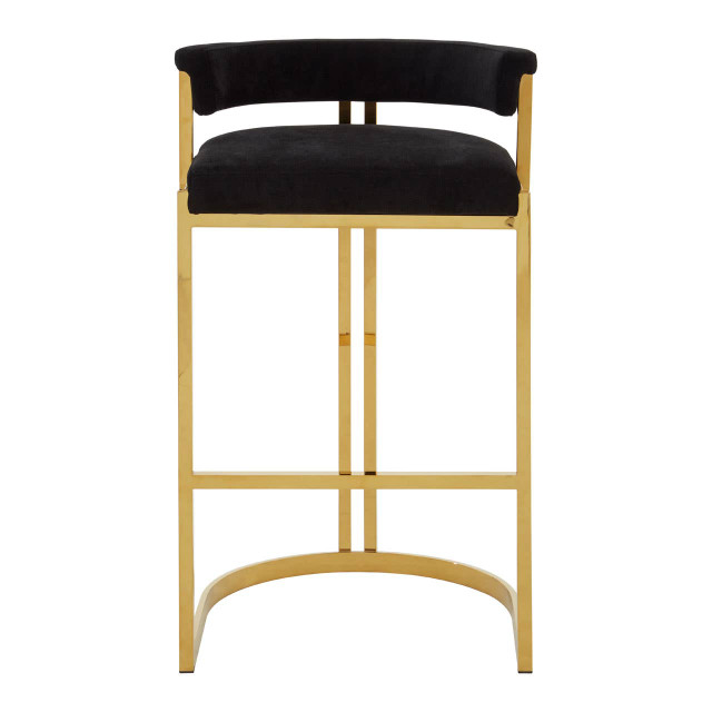 premier housewares Piermount Black Velvet And Gold Bar Stool