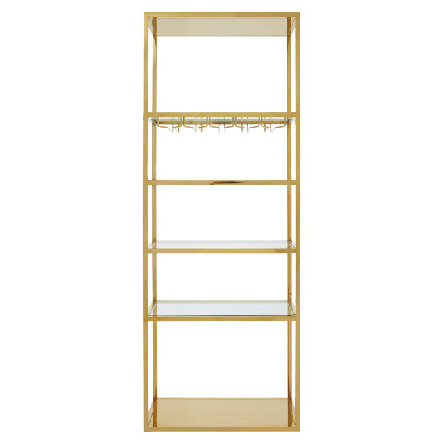 Premier Housewares Piermount Gold Bar Shelf Unit With Glass Rack