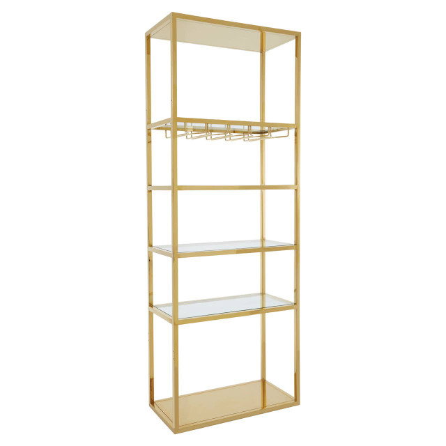 Premier Housewares Piermount Gold Bar Shelf Unit With Glass Rack