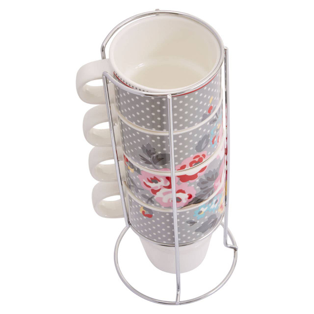 Premier Housewares Pippa Set Of Four Stackable Mugs With Stand