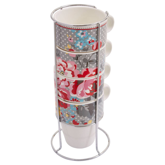 premier housewares Pippa Set Of Four Stackable Mugs with Stand