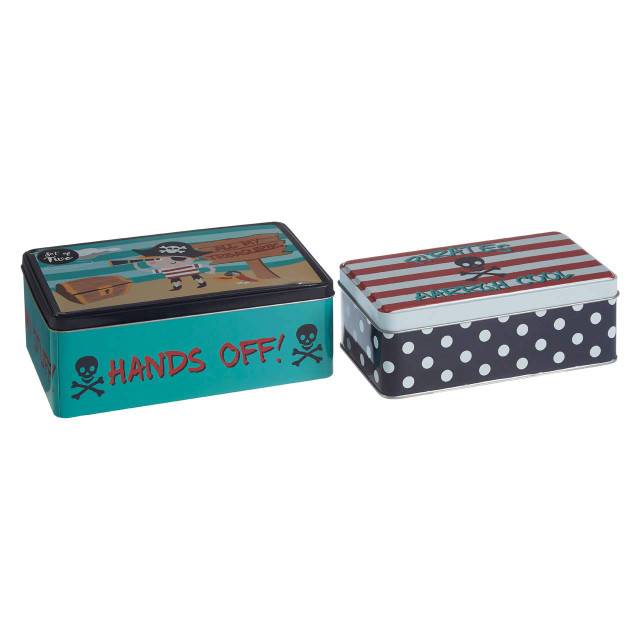Premier Housewares Pirate Set Of 2 Pirate Storage Tins