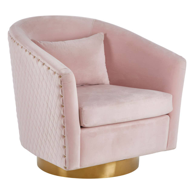Premier Housewares Plazoni Pink Velvet Chair With Gold Base