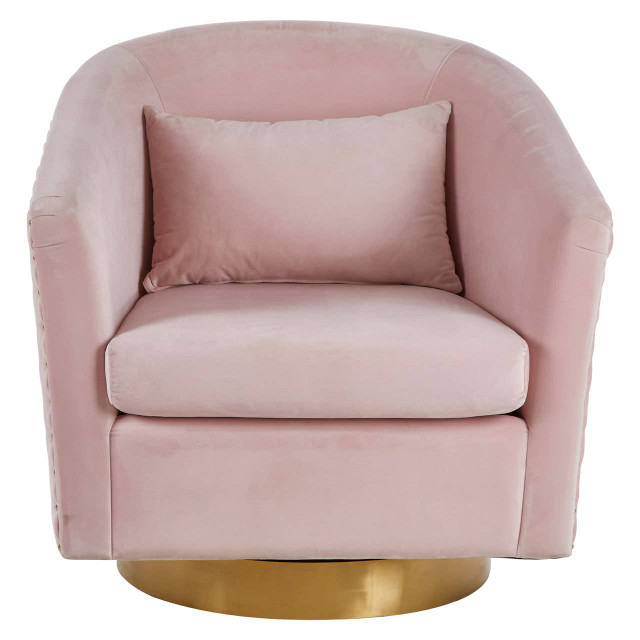 premier housewares Plazoni Pink Velvet Chair with Gold Base