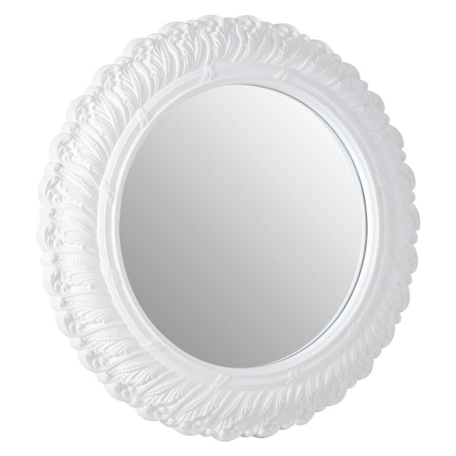 Premier Housewares Plume Antique White Small Acanthus Leaf Wall Mirror