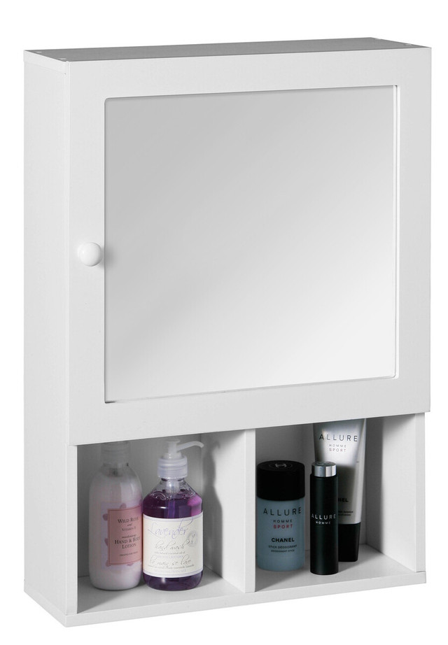 premier housewares Port White Wood Mirrored Cabinet