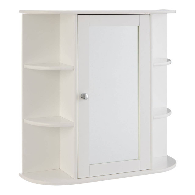 Premier Housewares Portland Seven Shelf Mirrored Door Bathroom Cabinet