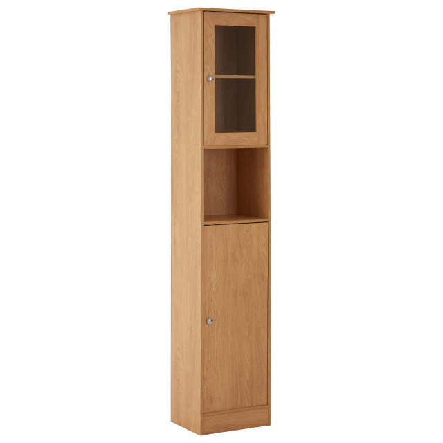 Premier Housewares Portland Tall Oak Veneer Cabinet