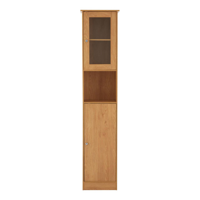 premier housewares Portland Tall Oak Veneer Cabinet