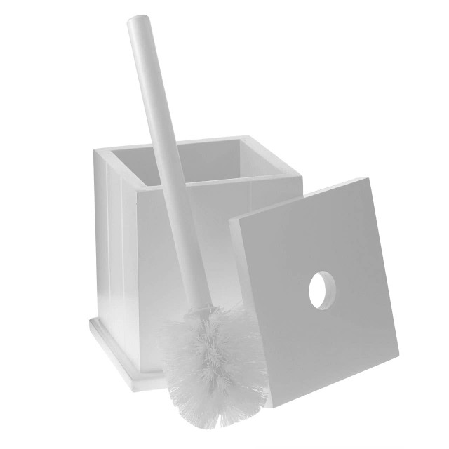 Premier Housewares Portland White Wooden Toilet Brush Holder