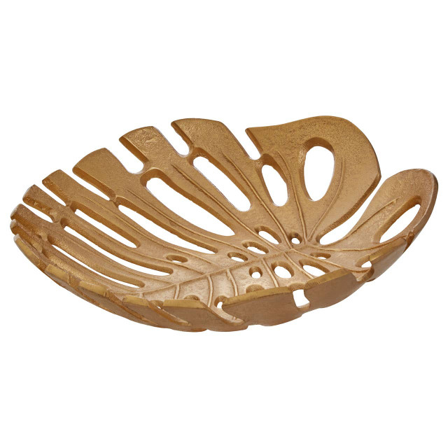 Premier Housewares Prato Monstera Large Gold Finish Leaf Dish
