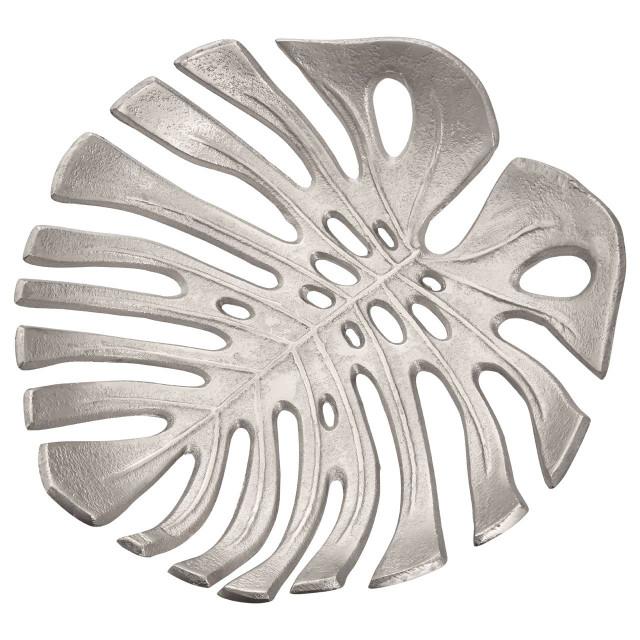 Premier Housewares Prato Monstera Large Silver Finish Leaf Dish