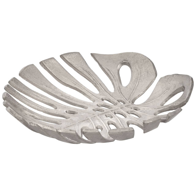 premier housewares Prato Monstera Large Silver Finish Leaf Dish