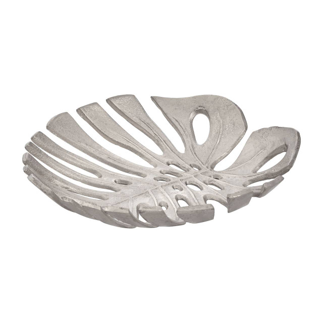 premier housewares Prato Monstera Small Silver Finish Leaf Dish