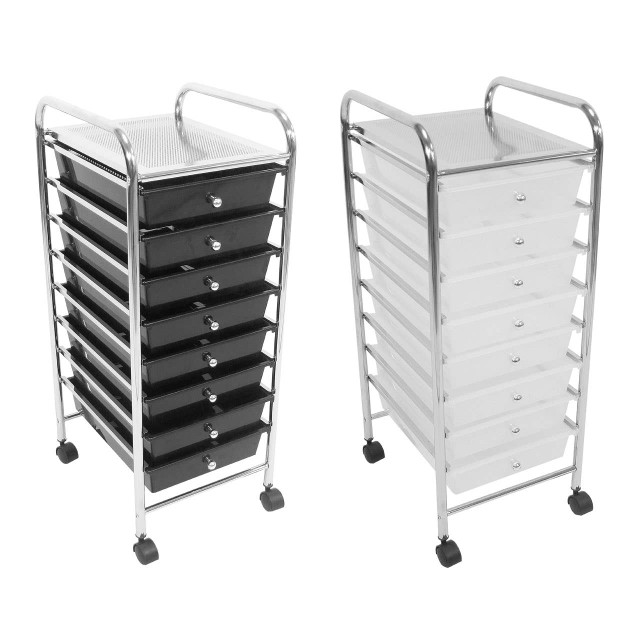 Premier Housewares 8 White Plastic Drawers Trolley