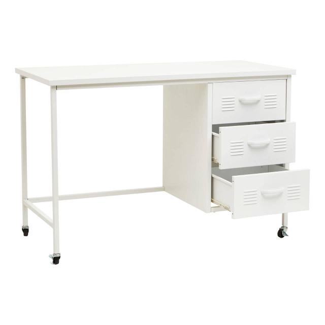Premier Housewares Academy Three Drawer White Desk
