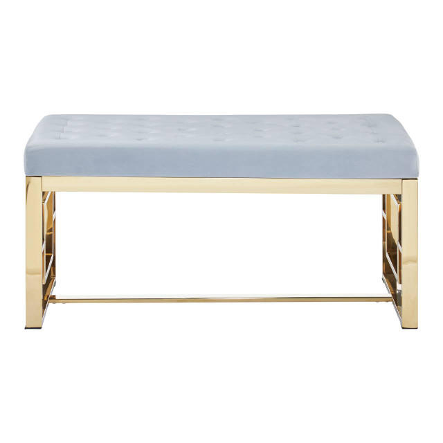 Premier Housewares Allure Powder Grey Tufted Bench
