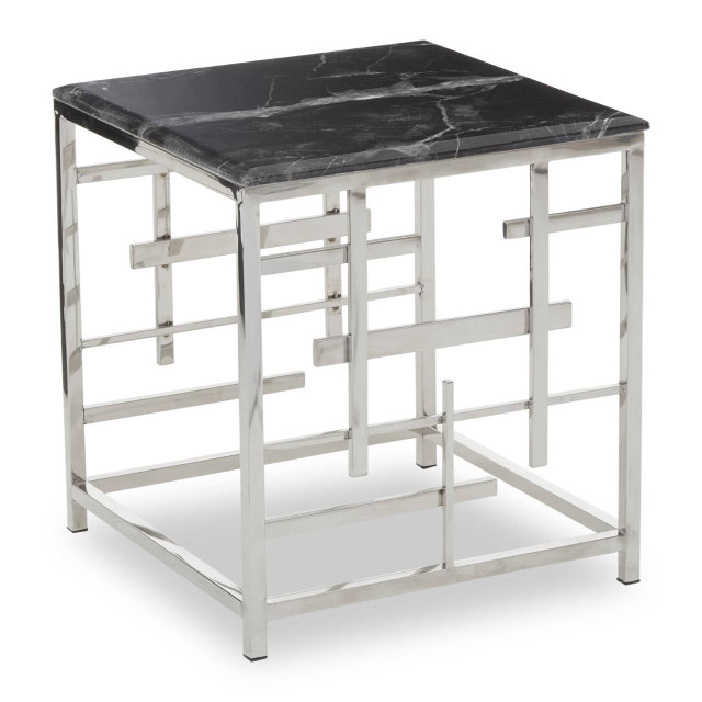 Premier Housewares Aprilia Black Marble Side Table