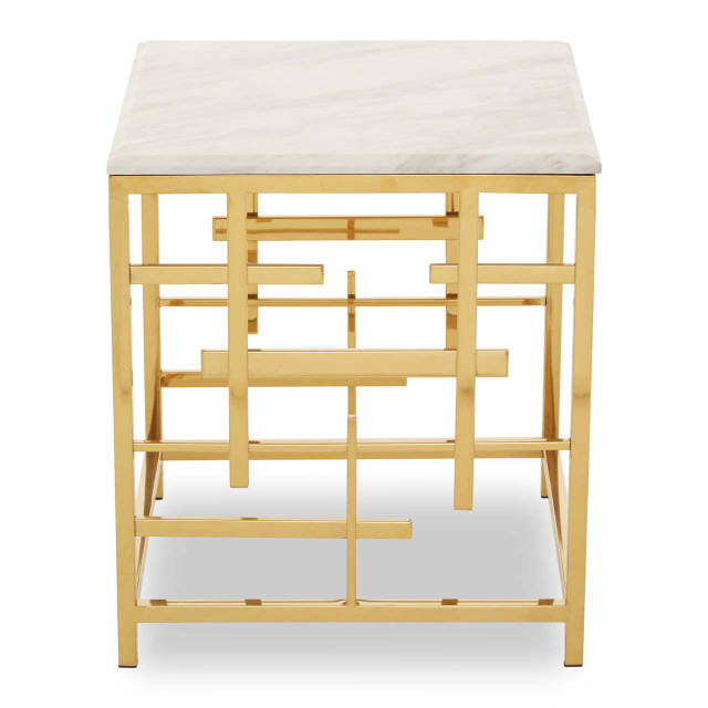 Premier Housewares Aprilia White Marble Side Table