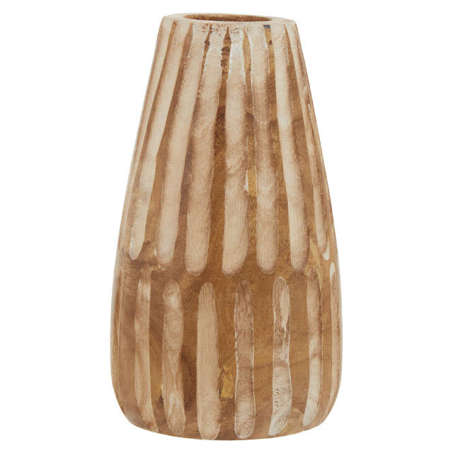 Premier Housewares Arlo Large Wooden Engraved Vase