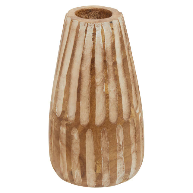 Premier Housewares Arlo Large Wooden Engraved Vase