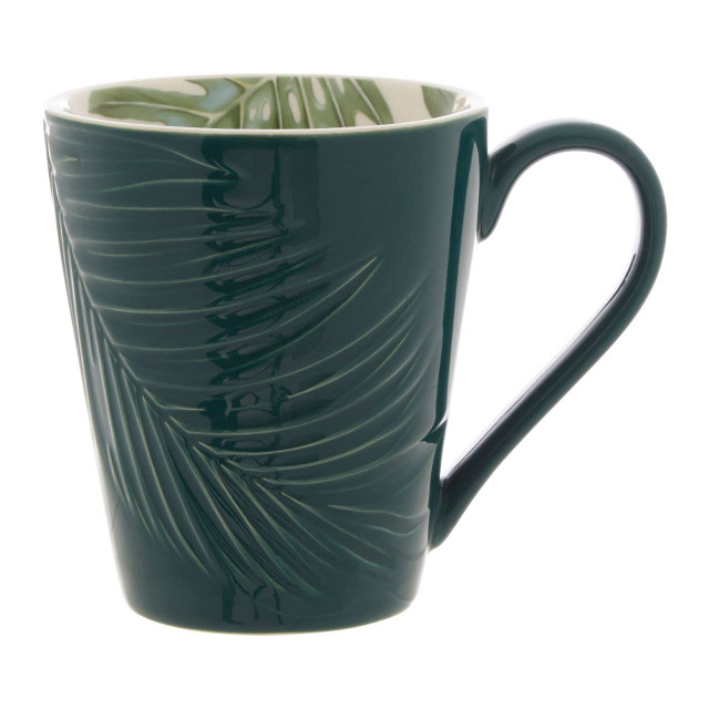 Premier Housewares Bali Dark Green Leaf Design Mug
