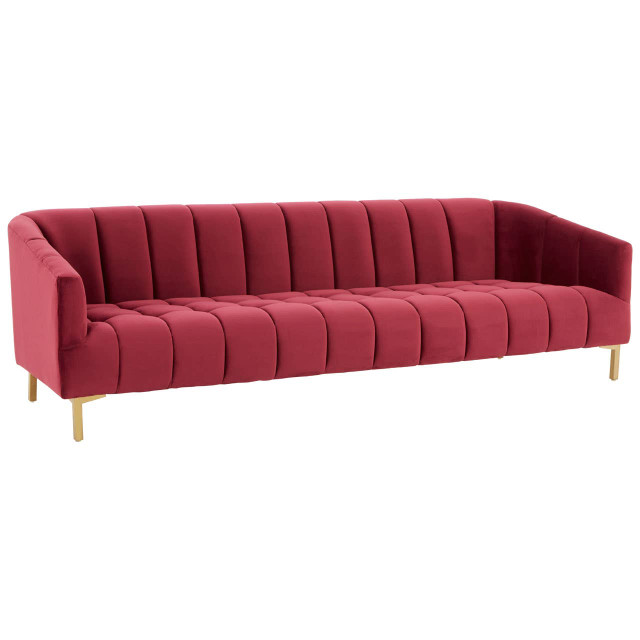 Premier Housewares Bella 3 Seat Wine Velvet Sofa
