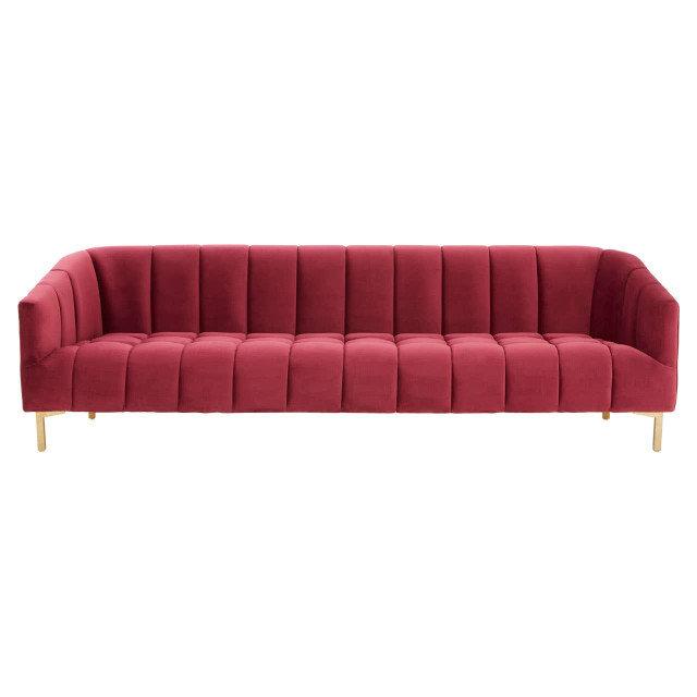 Premier Housewares Bella 3 Seat Wine Velvet Sofa
