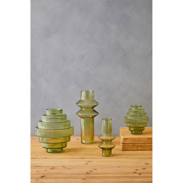 Premier Housewares Benka Large Green Glass Vase