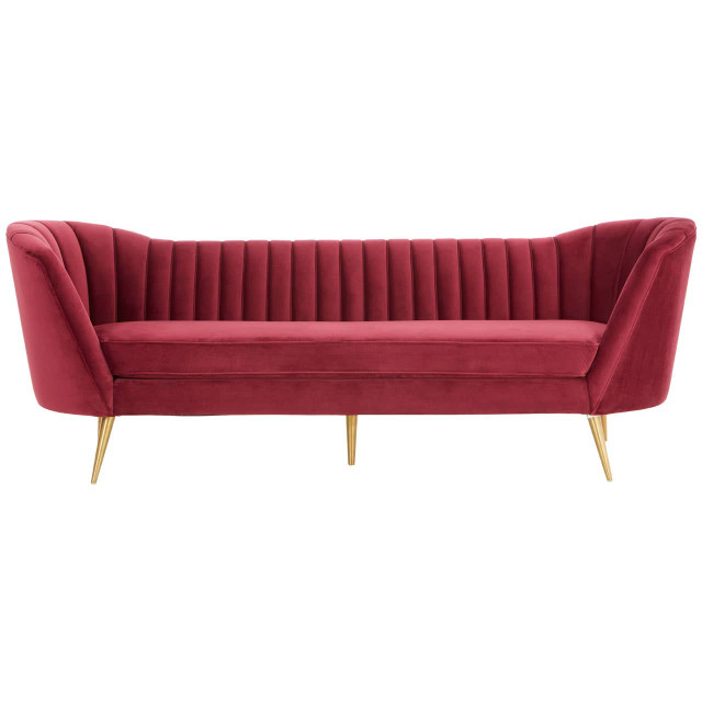 Premier Housewares Binky 3 Seat Wine Velvet Sofa