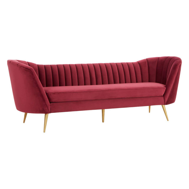 premier housewares Binky 3 Seat Wine Velvet Sofa