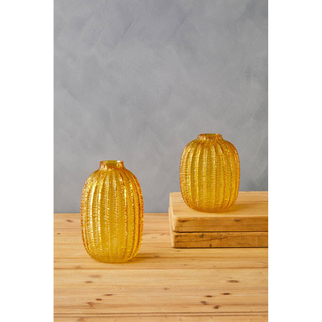 Premier Housewares Bionda Small Yellow Glass Vase