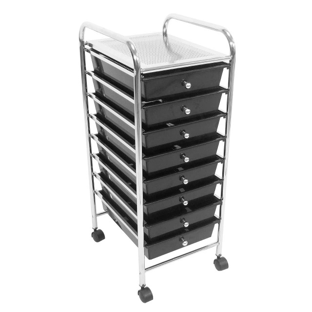 Premier Housewares Black Plastic Drawers Trolley