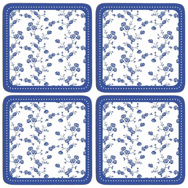 Premier Housewares Blue Rose Set Of Four Coasters