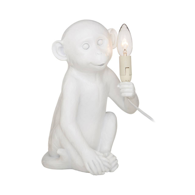 Premier Housewares Boho White Finish Monkey Lamp