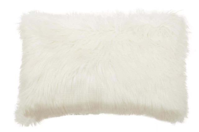 Premier Housewares Bosie Lamina Cream Fur Cushion