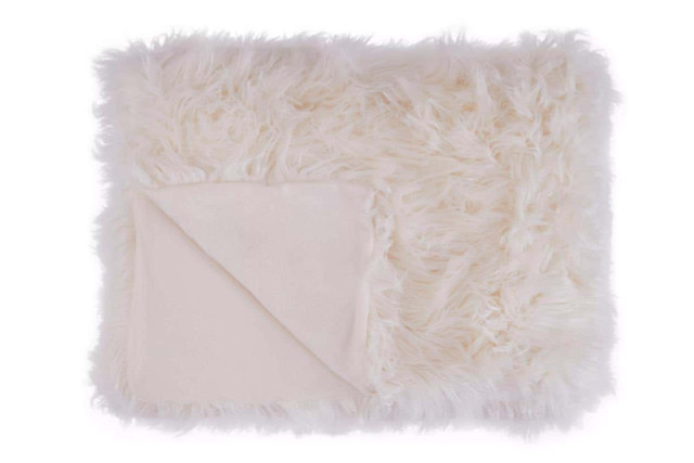 premier housewares Bosie Lamina Cream Fur Throw