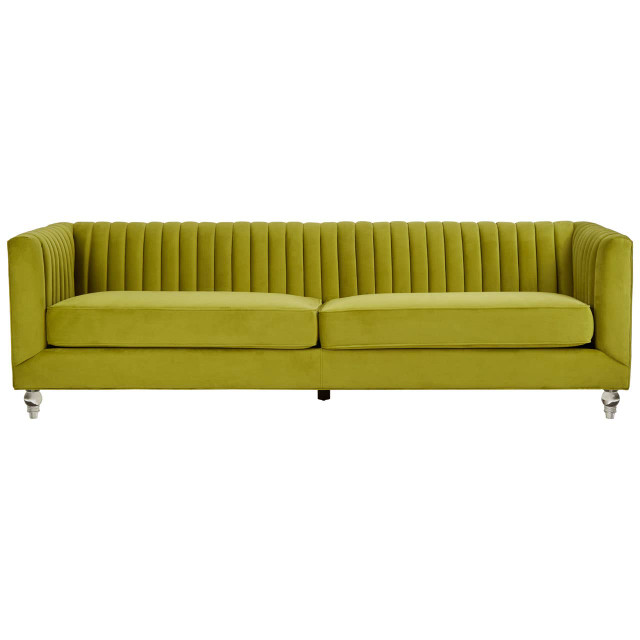 Premier Housewares Brasa 3 Seat Green Velvet Sofa