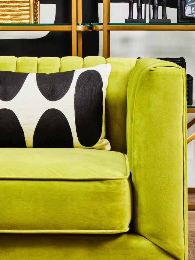 premier housewares Brasa 3 Seat Green Velvet Sofa