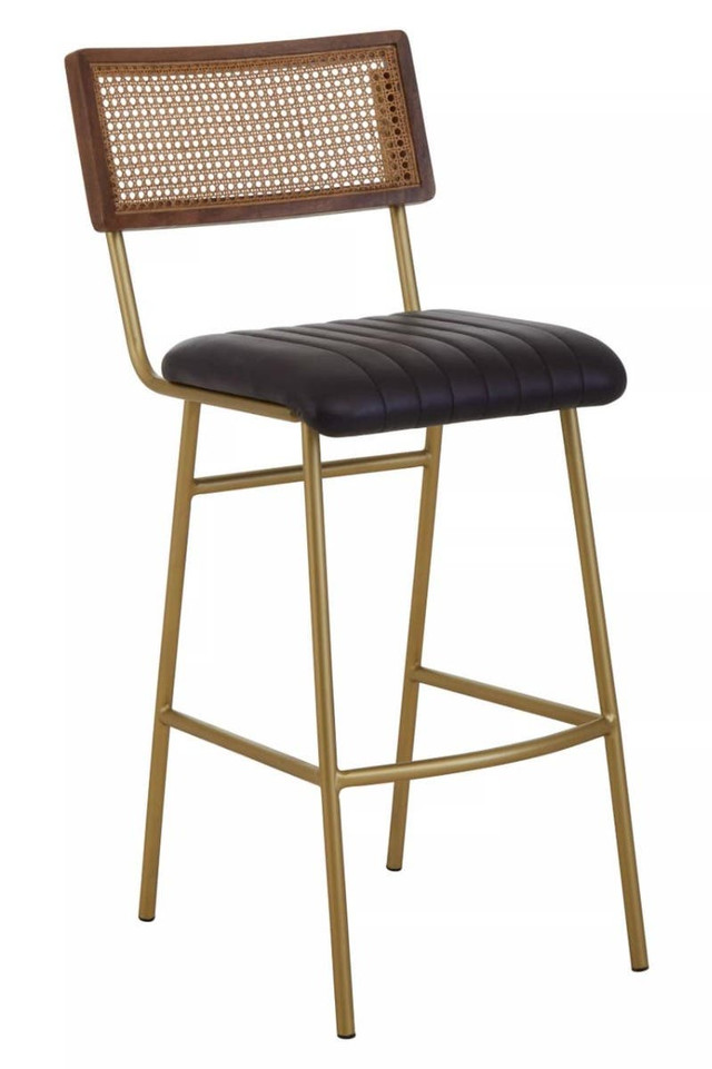 Premier Housewares Buffalo Black Leather Bar Chair