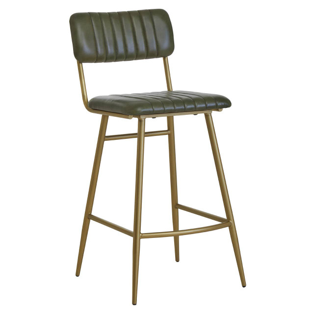 Premier Housewares Buffalo Green Leather Bar Chair